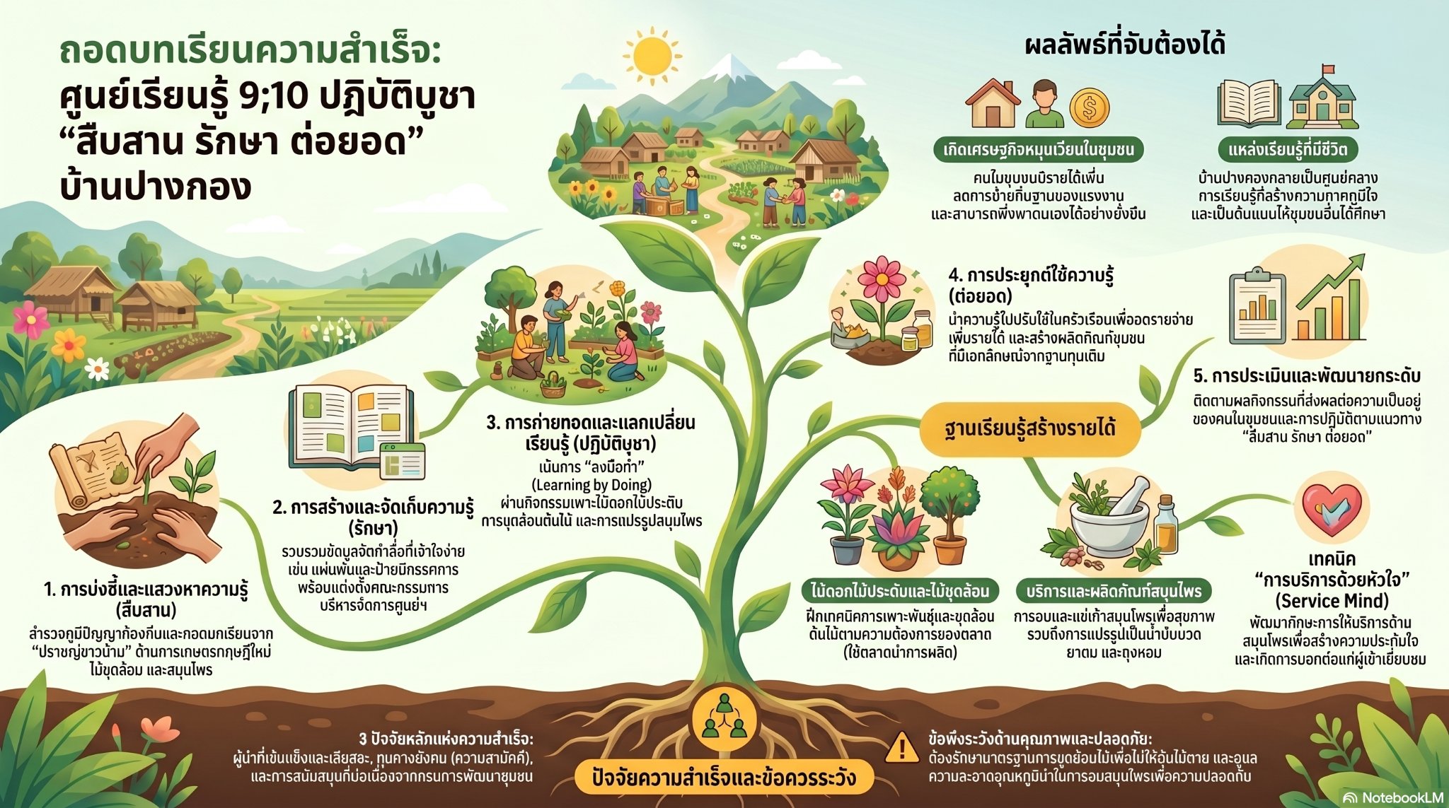 ถอดบทเรียนความสำเร็จ : ศูนย์เรียนรู้ 9:10 ปฏิบัติบูชา"สืบสาน รักษา ต่อยอด" บ้านปางกอง