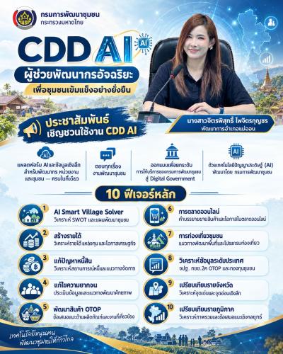 นางสาวจิตรพิสุทธิ์ ไพจิตรกุญชร พัฒนาการอำเภอแม่ออน ประชาสัมพันธ์เชิญชวนใช้งาน “CDD AI”